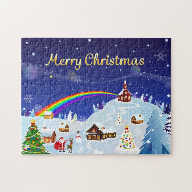 Puzzle Joyeux Noël et Rainbow Père Noël (Horizontal)