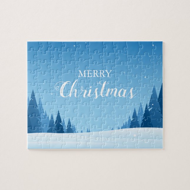 Puzzle Joyeux Noël hiver paysage enneigé (Horizontal)