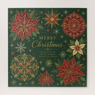 Puzzle Joyeux Noël Mandala Orné de Poinsettia