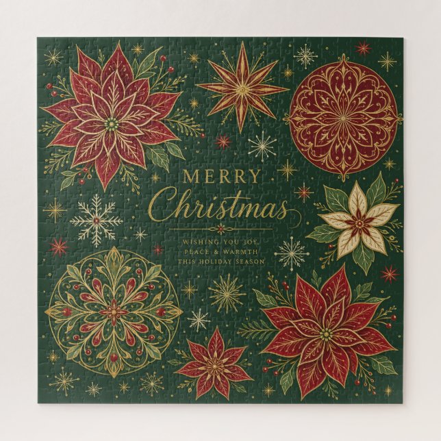 Puzzle Joyeux Noël Mandala Orné de Poinsettia (Vertical)