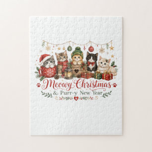 Puzzle Joyeux Noël miaou et Bonne Année ronron