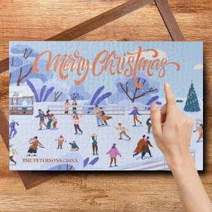 Puzzle Joyeux Noël Patinage sur glace Hiver Magie Famille