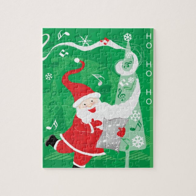 Puzzle Joyeux Noël, Père Noël chantant et dansant (Vertical)