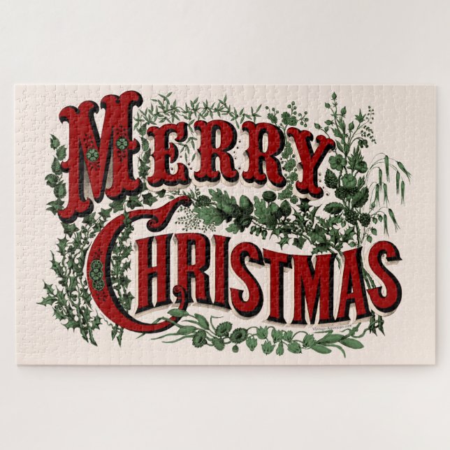 Puzzle Joyeux Noël - Rouge et Vert (Horizontal)