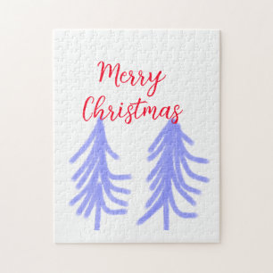 Puzzle Joyeux Noël rouge violet pastel pin eau
