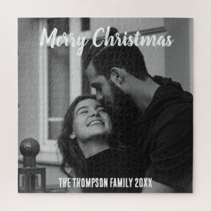 Puzzle Joyeux Noël stylisé noir et blanc script