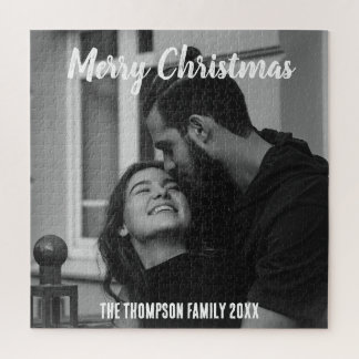 Puzzle Joyeux Noël stylisé noir et blanc script