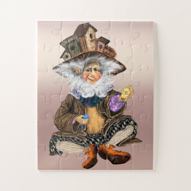 Puzzle Joyeux Petit Gnome Dans Les Maisons Oiseaux Casque (Vertical)