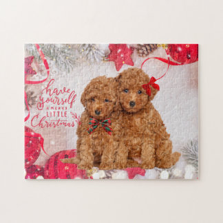 Puzzle Joyeux Petits Chiots de caniche de Noël