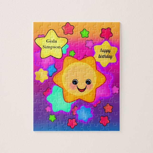 Puzzle Joyeux Rainbow Pastel Sun avec Twinkle Stars (Vertical)