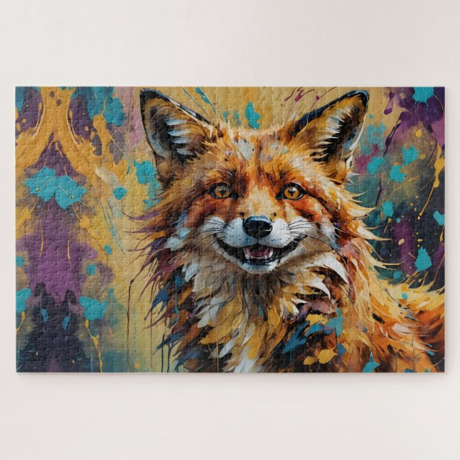 Puzzle Joyeux Renard souriant -peinture splatter (Horizontal)