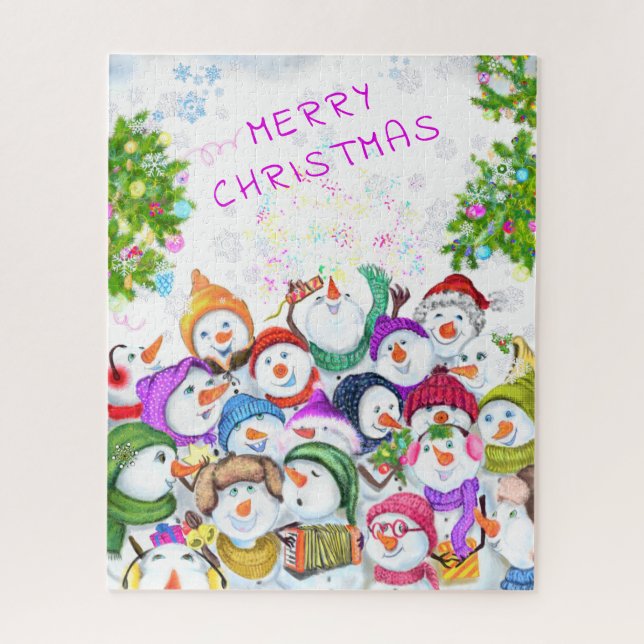 Puzzle Joyeux Snowmans Amusants Noël Fête (Vertical)