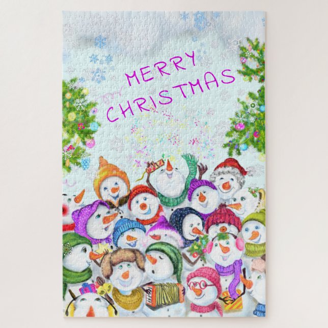 Puzzle Joyeux Snowmans Joyeux Noël Fête Fun (Vertical)