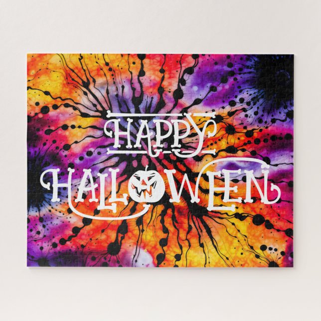 Puzzle Joyeux teint d'Halloween violet orange (Horizontal)