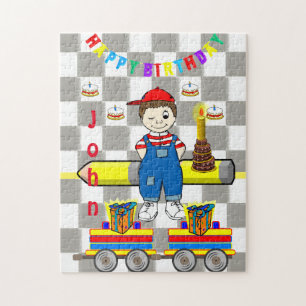 Puzzle Joyeux train de gâteaux pour garçon d'anniversaire