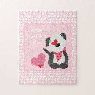 Puzzle Joyeux Valentines Jour Coeurs de chiot rose
