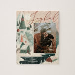 Puzzle Joyeux village de montagne de Noël<br><div class="desc">Jolie Noël Vacances "Joyeux" puzzle avec montagne d'hiver paysage de village nordique.</div>