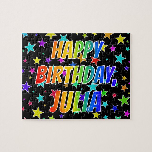 Puzzle "JULIA" First Name, Fun "HAPPY BIRTHDAY" (Horizontal)