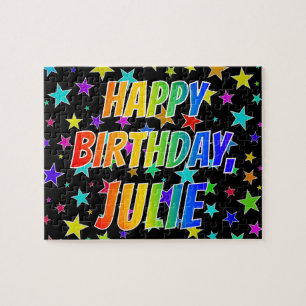 Puzzle "JULIE" Prénom, amusant "HEUREUX ANNIVERSAIRE"