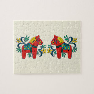 Puzzle Jumeaux suédois de Scandinave de cheval de Dala de