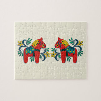 Puzzle Jumeaux suédois de Scandinave de cheval de Dala de