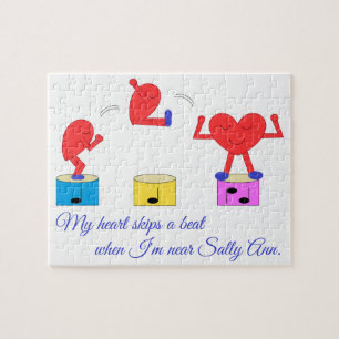 Puzzle Jumping Heart in Love : Blanc