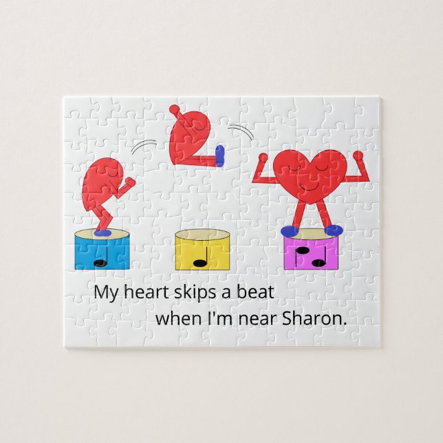 Puzzle Jumping Heart in Love:  White (Horizontal)