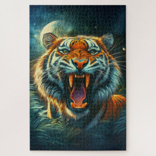 Puzzle Jungle au clair de lune de tigres