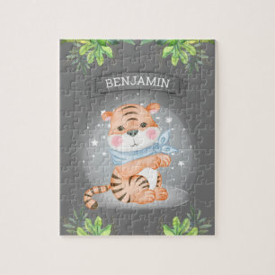 Puzzle Jungle Safari Ourson Tigre Gris Enfants Nom