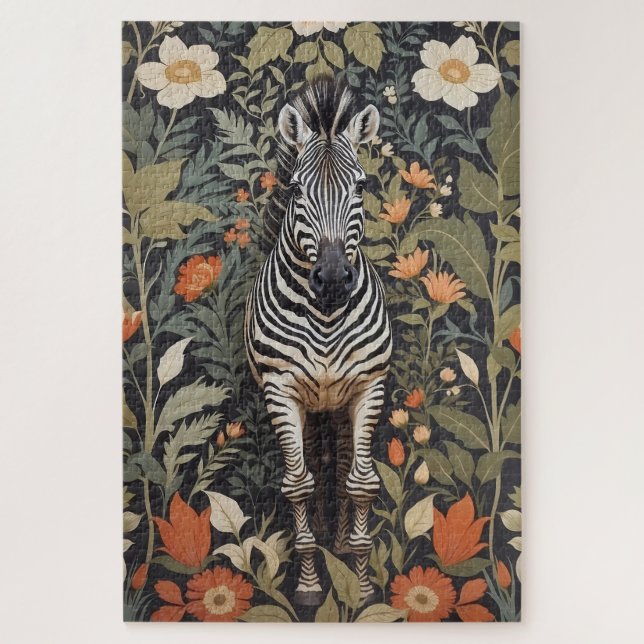 Puzzle Jungle Zebra Floral (Vertical)