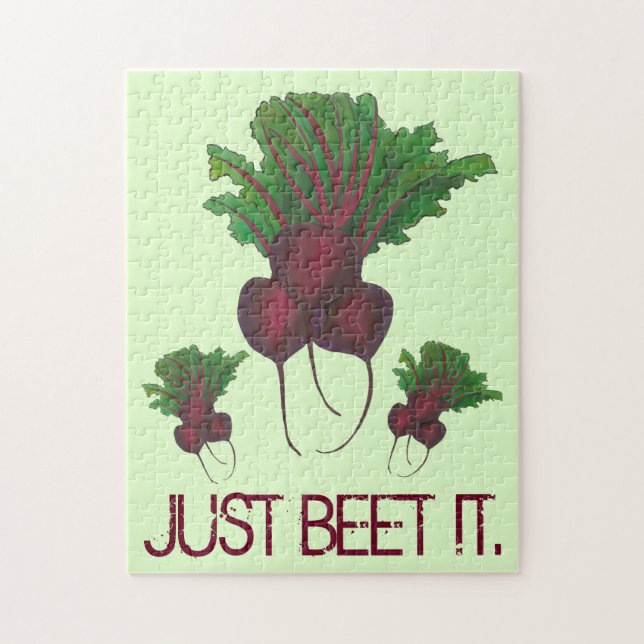 Puzzle Just Beet (Beat) It Funny Red Beets Garden Veggie (Vertical)