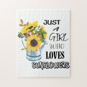 Puzzle Just Girl Who Loves Sunflowers