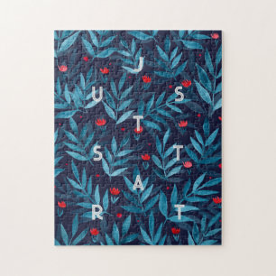 Puzzle Juste commencer Watercolor nuit jardin - turquoise