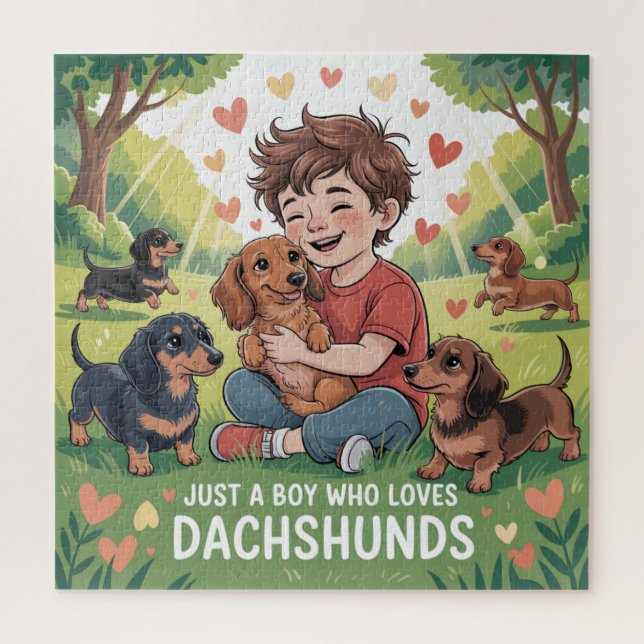 Puzzle Juste un garçon qui aime les Dachshunds (Vertical)