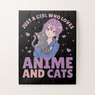 Puzzle Juste Une Fille Qui Aime Anime Et Chats Coeur Mang