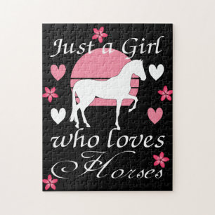 Puzzle Juste une fille qui aime les chevaux en rose