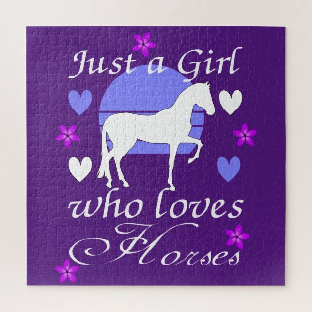 Puzzle Juste une fille qui aime les chevaux en violet (Vertical)