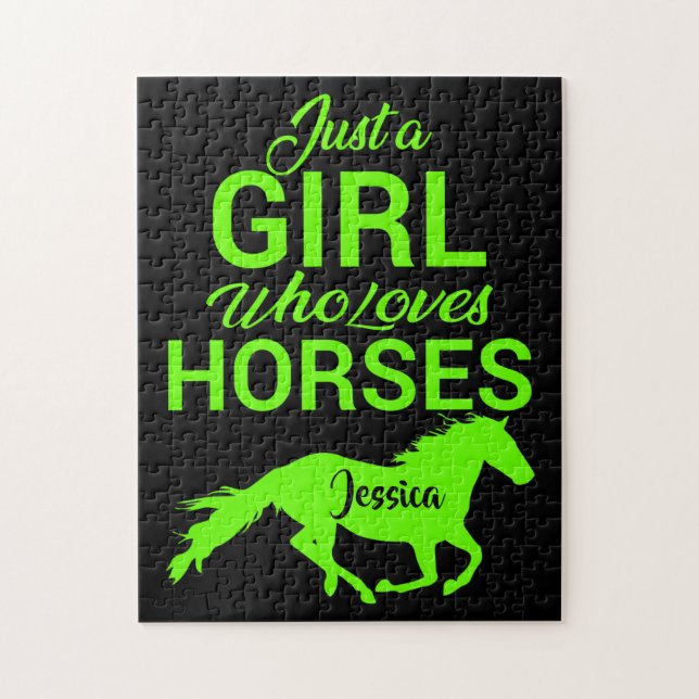 Puzzle Juste Une Fille Qui Aime Les Chevaux Personnalisés (Vertical)