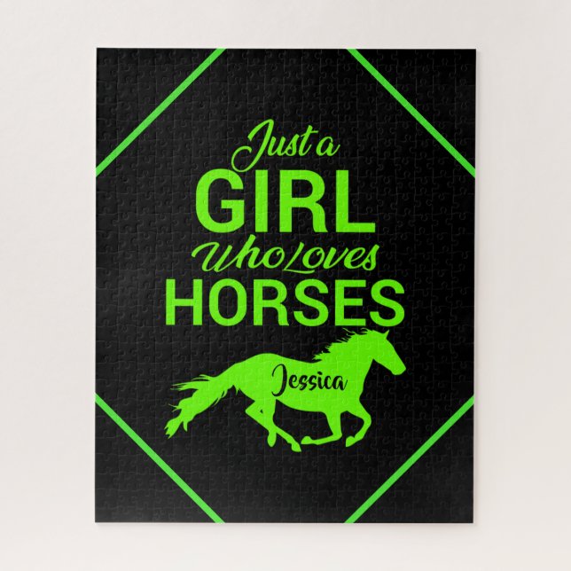 Puzzle Juste Une Fille Qui Aime Les Chevaux Personnalisés (Vertical)