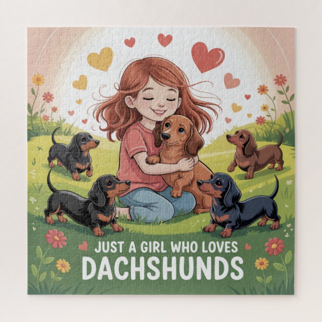 Puzzle Juste Une Fille Qui Aime Les Dachshunds (Vertical)