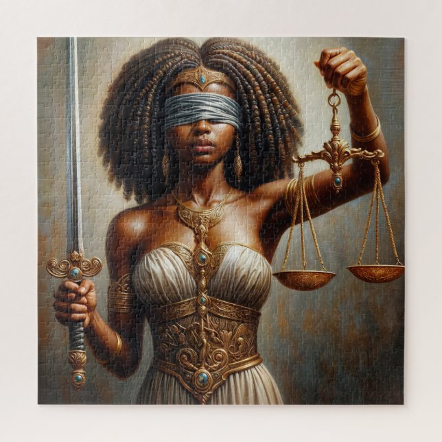 Puzzle Justice noire avec balance et bandeau (Vertical)