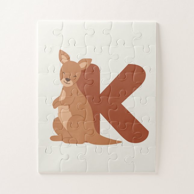 Puzzle K est pour Kangourou – Affiche Alphabet Animaux Mi (Vertical)