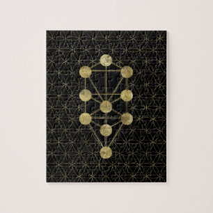 Puzzle Kabbalah l'arbre de l'or de la vie sur le noir
