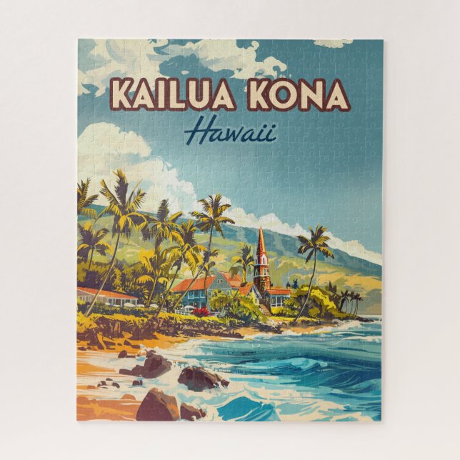 Puzzle Kailua Kona Hawaii Big Island Beach Vintage (Vertical)