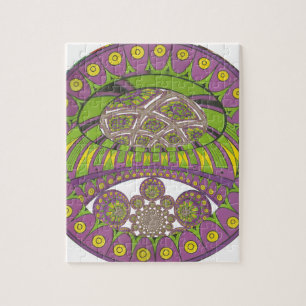Puzzle Kaleidoscope africain violet et jaune traditionnel