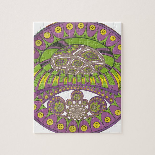 Puzzle Kaleidoscope africain violet et jaune traditionnel (Vertical)