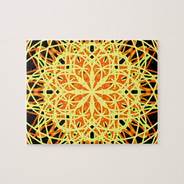 Puzzle Kaleidoscope Mandala Art Energy Fleur Jaune (Horizontal)