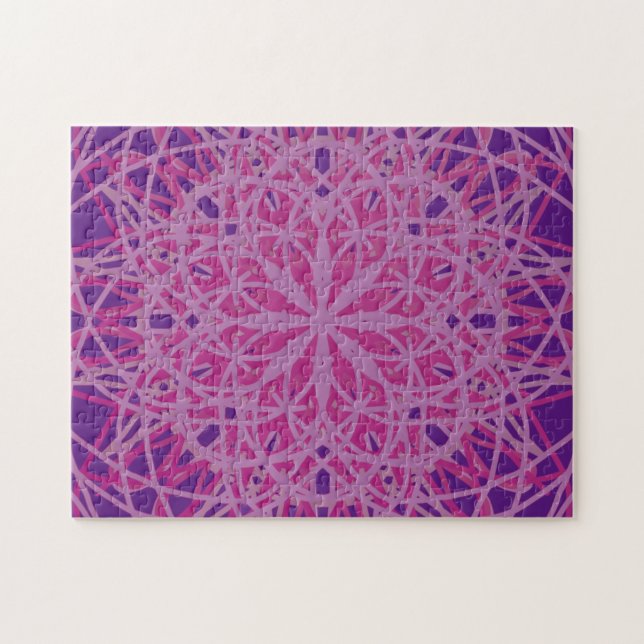 Puzzle Kaleidoscope Mandala Art Flower rose violet (Horizontal)