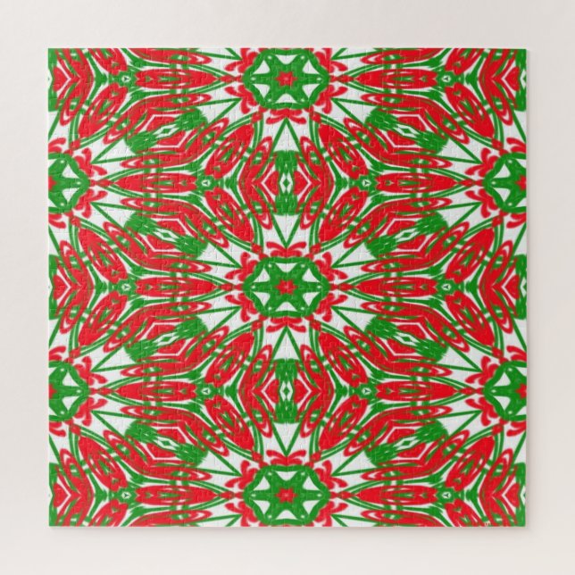 Puzzle Kaleidoscope rouge, vert et blanc (Vertical)