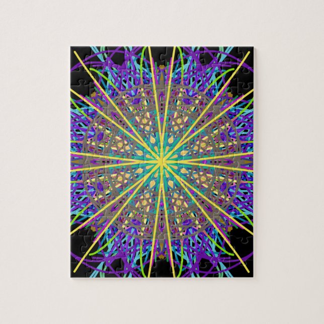 Puzzle Kaleidoscope Star, Art Vert Orange Violet (Vertical)